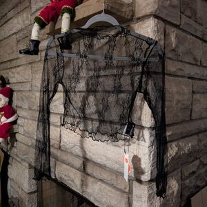 Elegant Black Lace Long Sleeve Top